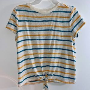 A White, Yellow & Blue Striped Top